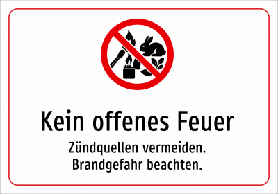 Kein offenes Feuer - Zündquellen vermeiden. Brandgefahr beachten.