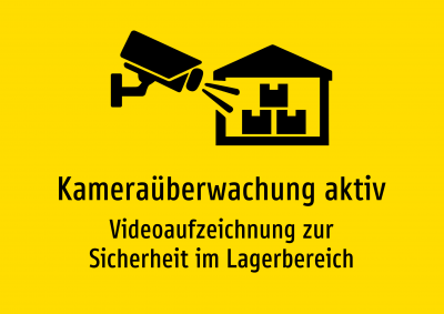 Kameraüberwachung aktiv - Videoaufzeichnung zur Sicherheit im Lagerbereich