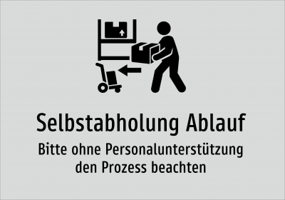 Selbstabholung Ablauf - Bitte ohne Personalunterstützung den Prozess beachten