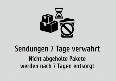 Sendungen 7 Tage verwahrt - Nicht abgeholte Pakete werden nach 7 Tagen entsorgt