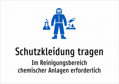 Schutzkleidung tragen - Im Reinigungsbereich chemischer Anlagen erforderlich