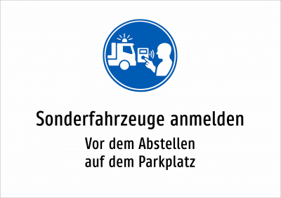Sonderfahrzeuge anmelden - Vor dem Abstellen auf dem Parkplatz