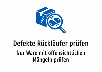 Defekte Rückläufer prüfen - Nur Ware mit offensichtlichen Mängeln prüfen