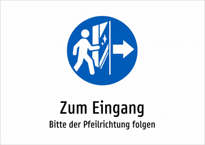 Zum Eingang - Bitte der Pfeilrichtung folgen