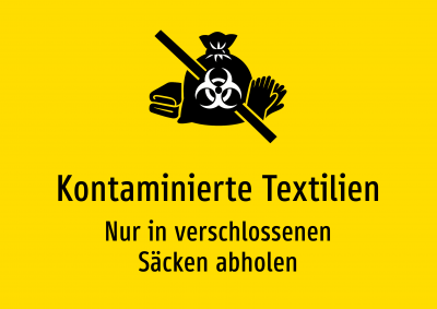 Kontaminierte Textilien - Nur in verschlossenen Säcken abholen