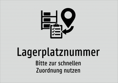 Lagerplatznummer - Bitte zur schnellen Zuordnung nutzen