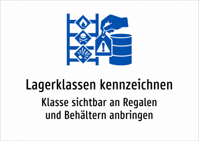 Lagerklassen kennzeichnen - Klasse sichtbar an Regalen und Behältern anbringen