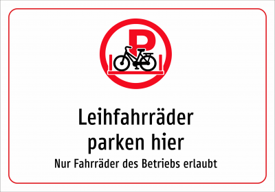 Leihfahrräder parken hier - Nur Fahrräder des Betriebs erlaubt