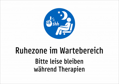 Ruhezone im Wartebereich - Bitte leise bleiben während Therapien
