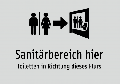 Sanitärbereich hier - Toiletten in Richtung dieses Flurs