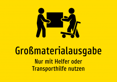 Großmaterialausgabe - Nur mit Helfer oder Transporthilfe nutzen