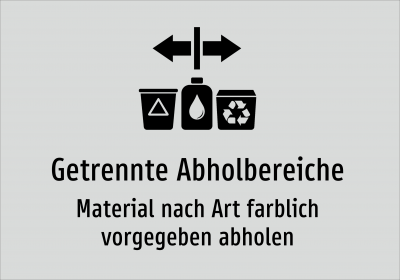 Getrennte Abholbereiche - Material nach Art farblich vorgegeben abholen