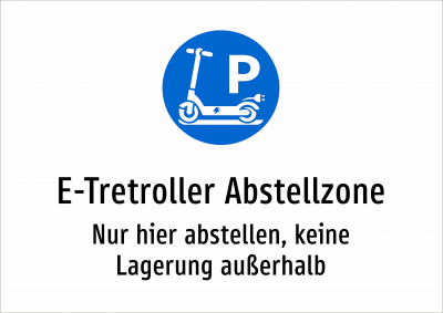 E-Tretroller Abstellzone - Nur hier abstellen, keine Lagerung außerhalb