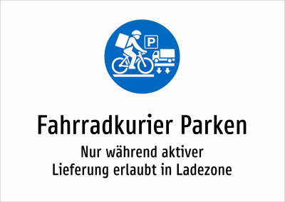 Fahrradkurier Parken - Nur während aktiver Lieferung erlaubt in Ladezone