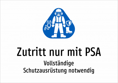 Zutritt nur mit PSA - Vollständige Schutzausrüstung notwendig