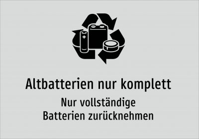 Altbatterien nur komplett - Nur vollständige Batterien zurücknehmen