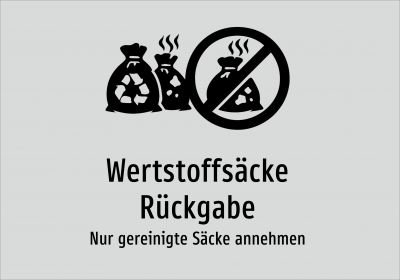 Wertstoffsäcke Rückgabe - Nur gereinigte Säcke annehmen