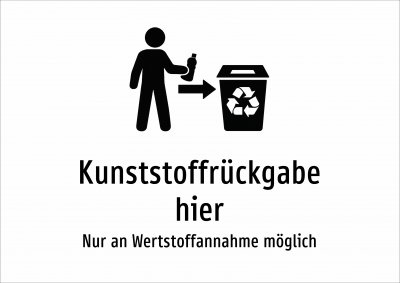 Kunststoffrückgabe hier - Nur an Wertstoffannahme möglich