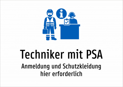 Techniker mit PSA - Anmeldung und Schutzkleidung hier erforderlich