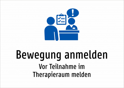 Bewegung anmelden - Vor Teilnahme im Therapieraum melden