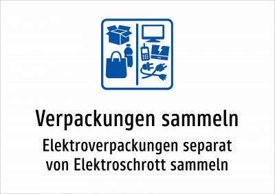 Verpackungen sammeln - Elektroverpackungen separat von Elektroschrott sammeln