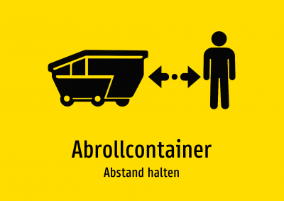 Abrollcontainer - Abstand halten