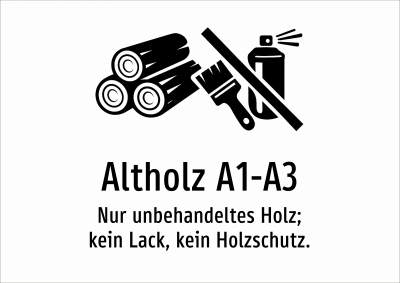Altholz A1-A3 - Nur unbehandeltes Holz; kein Lack, kein Holzschutz.
