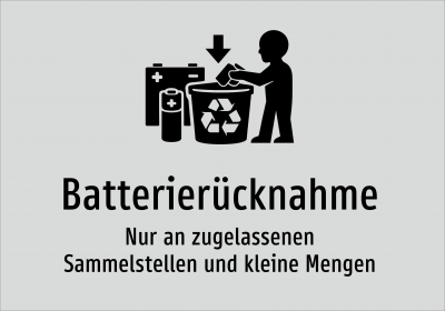 Batterierücknahme - Nur an zugelassenen Sammelstellen und kleine Mengen