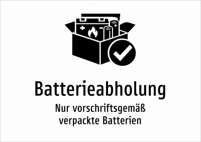 Batterieabholung - Nur vorschriftsgemäß verpackte Batterien