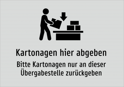 Kartonagen hier abgeben - Bitte Kartonagen nur an dieser Übergabestelle zurückgeben