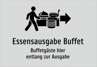 Essensausgabe Buffet - Buffetgäste hier entlang zur Ausgabe