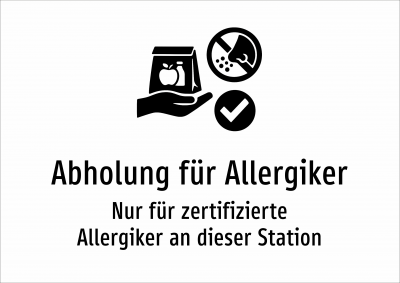 Abholung für Allergiker - Nur für zertifizierte Allergiker an dieser Station