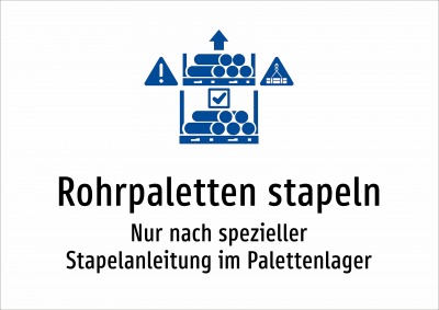 Rohrpaletten stapeln - Nur nach spezieller Stapelanleitung im Palettenlager