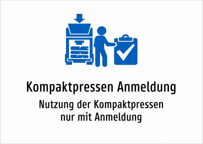 Kompaktpressen Anmeldung - Nutzung der Kompaktpressen nur mit Anmeldung