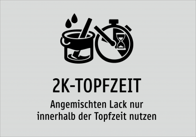 2K-TOPFZEIT - Angemischten Lack nur innerhalb der Topfzeit nutzen